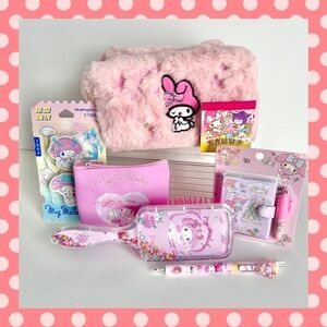 💖(MY323) My Melody Adorable 7-Piece Fuzzy Pencil Case Bundle!